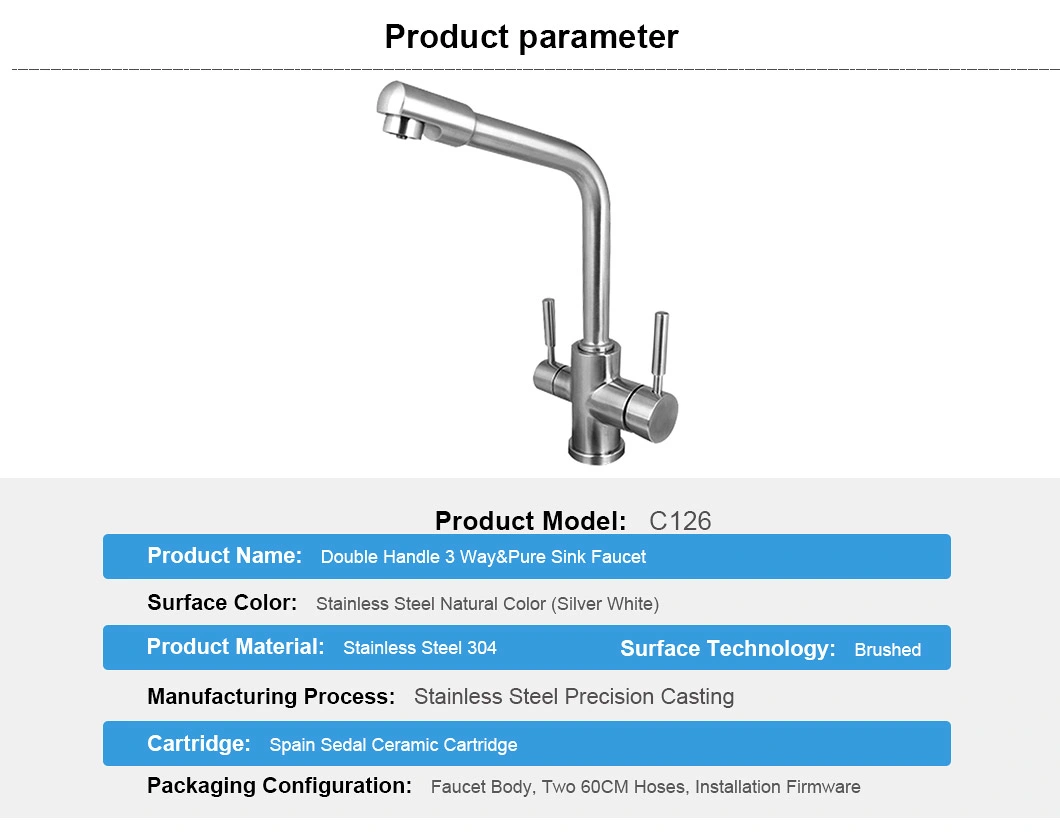 Ablinox Factory Wholesale Price Kitchen Accessories 304 Stainless Steel Hardware Double Handle Sanitary Ware Water Kitchen Mixer Sink Faucet