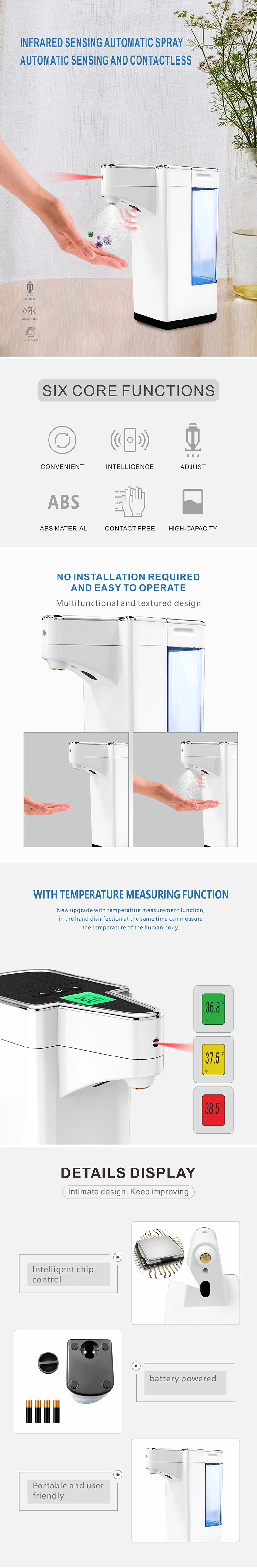 Thermometer Hand Sanitizer Dispenser Non-Contact Design Automated Soap Hand Sanitizer Dispenser Soap Dispenser