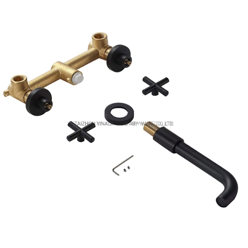 Innada Fashion Design Double Cross Handle Brass Bathroom Sink Mixer Faucet Matt Black Basin Faucet